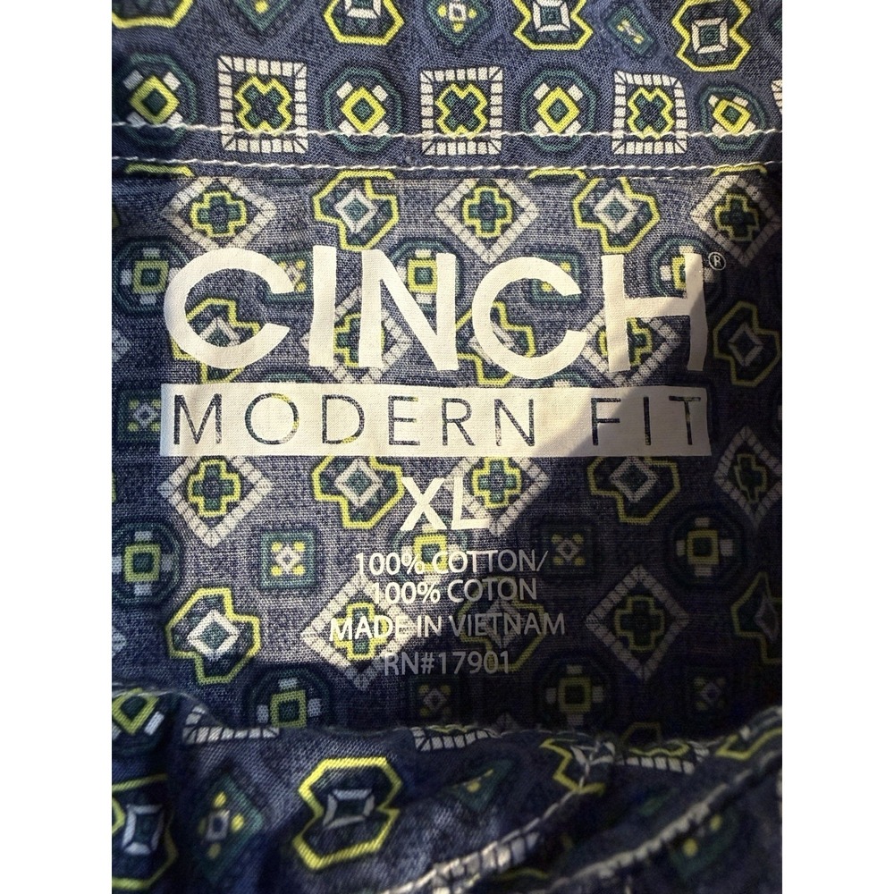 Cinch Western Shirt XL Modern Fit Snap Button Geometric Cowboy Rodeo - Picture 4 of 7